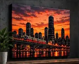 Chicago sunset canvas print