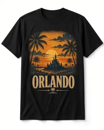 Orlando vintage skyline design on a black tee