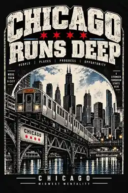 Chicago Runs Deep design with an L train